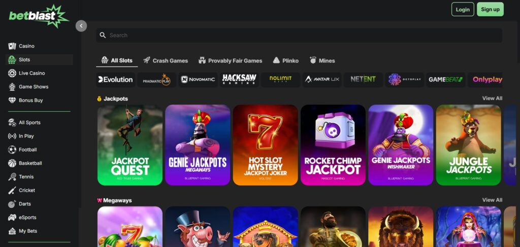 Betblast Casino Slots Page