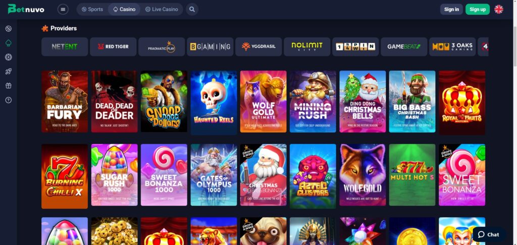 Betnuvo Casino Games Page