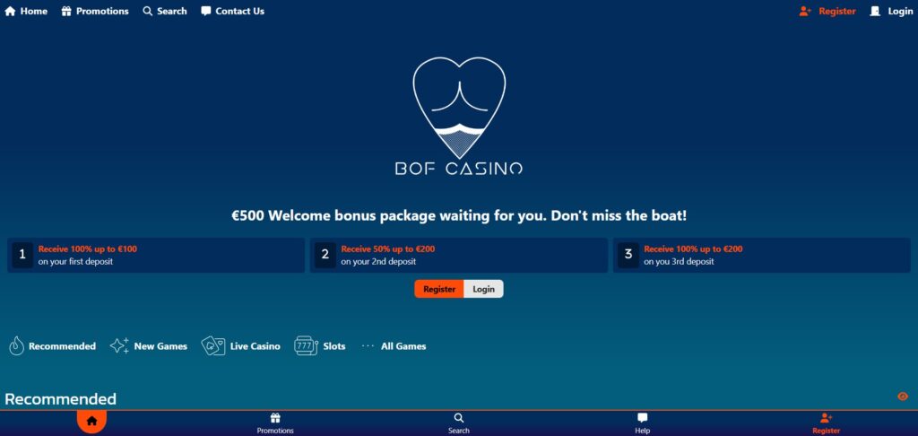 Bof Casino Home Page