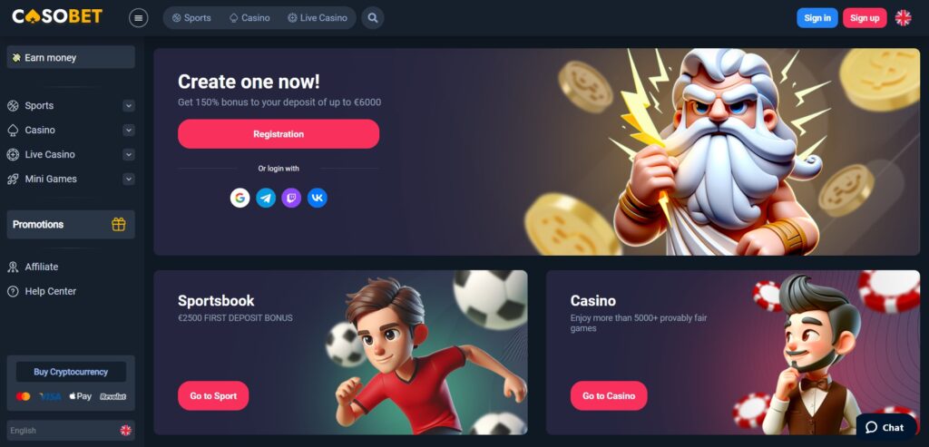 Casobet Casino Home Page