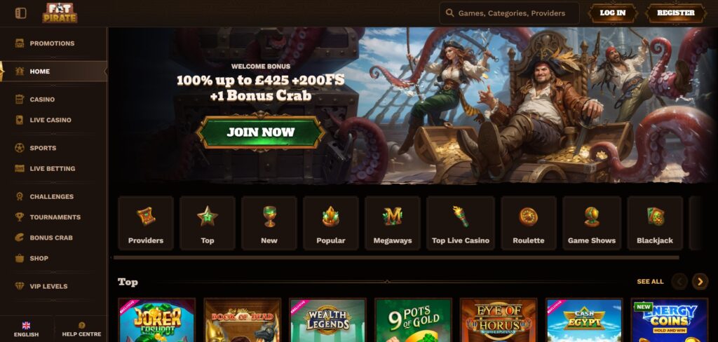 FatPirate Casino Home Page