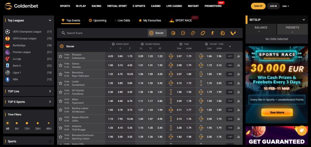 Goldenbet Casino Sports Page