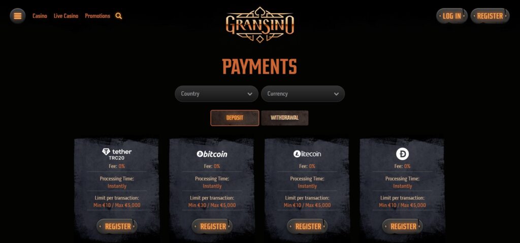 Gransino Payments Page