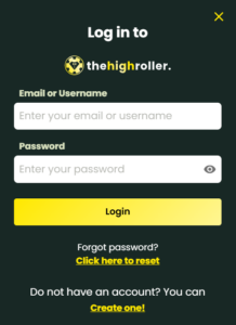 HighRoller Sign-up