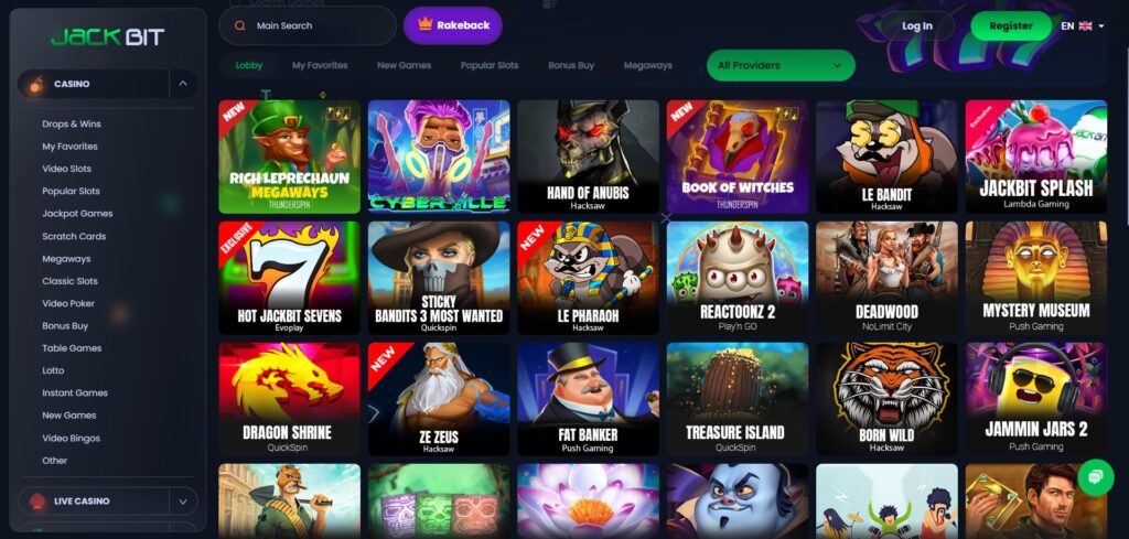 JackBit Casino Games Page