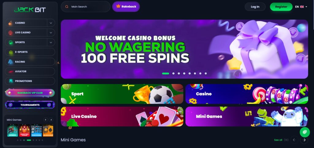 JackBit Casino Home Page