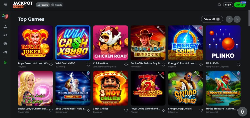 Jackpotraider Casino Games Page