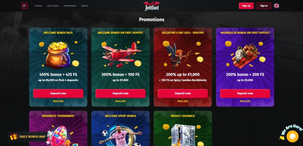 JettBet Casino Promotions Page