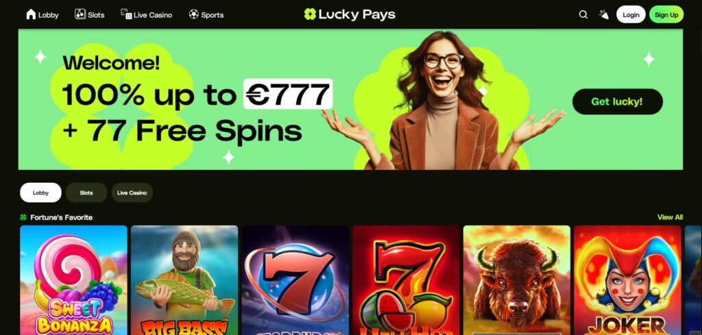 LuckyPays Casino Home Page