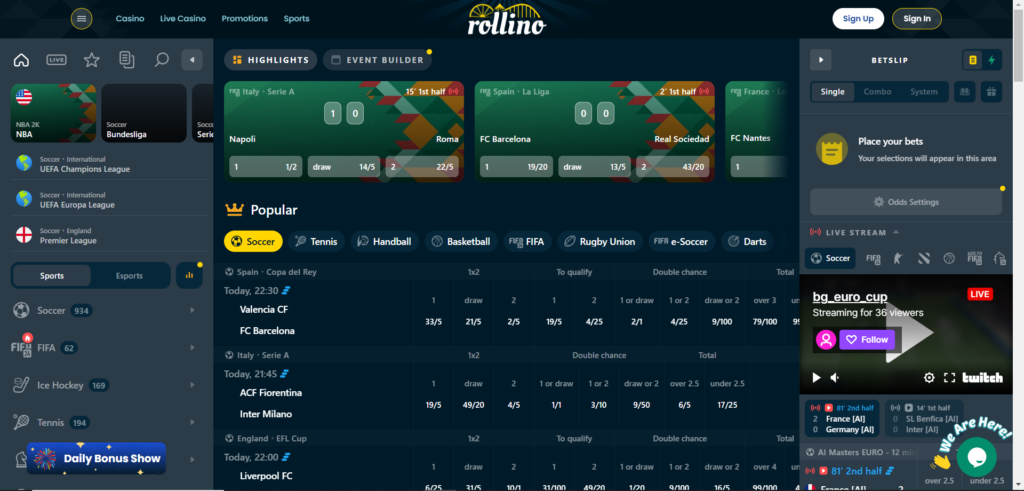 Rollino Sports Page