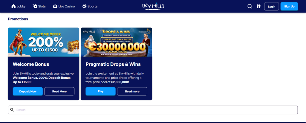 SkyHills Promotions Page