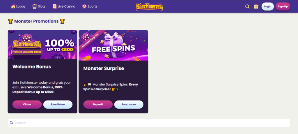 Slotmonster Promotions Page