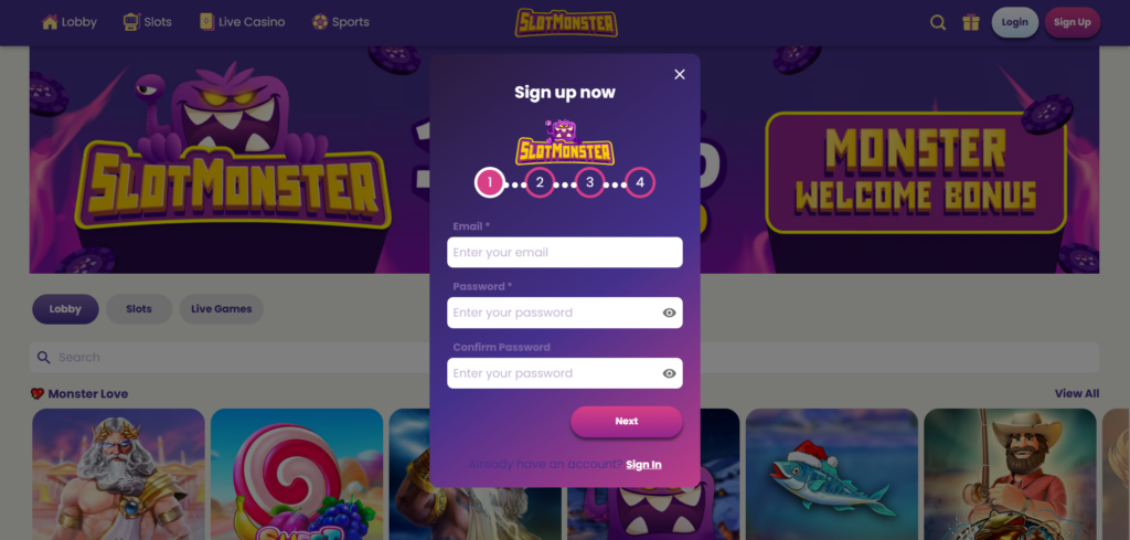 Slotmonster Sign Up