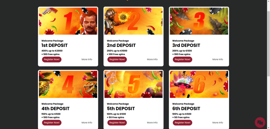 Spicy Jackpots Promotions Page