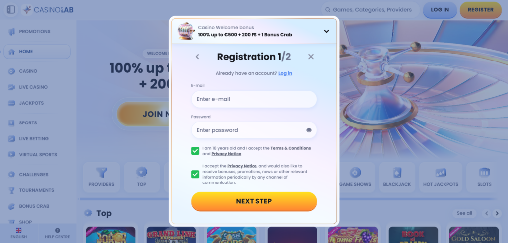 CasinoLab Sign Up