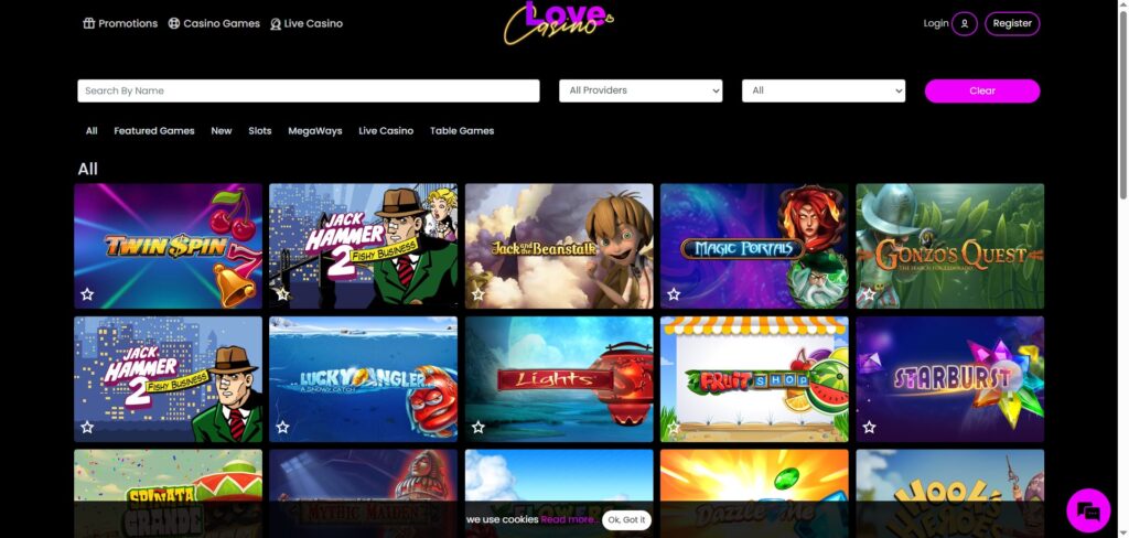 Love Casino Games Page