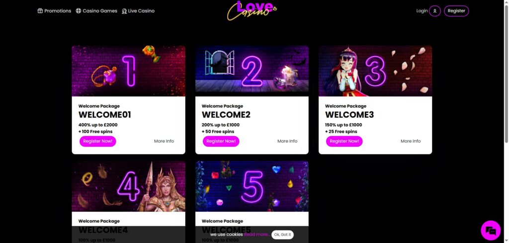 Love Casino Promotions Page