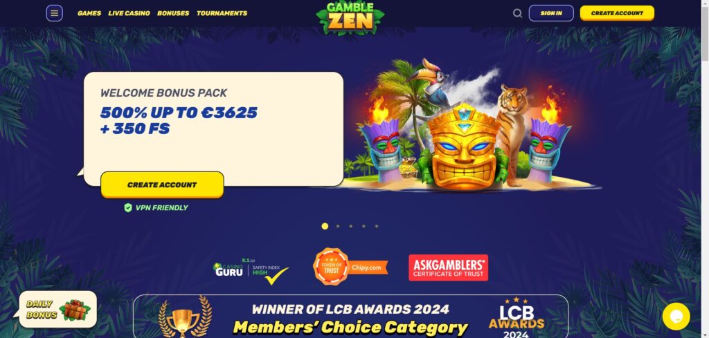 GambleZen Casino Home Page