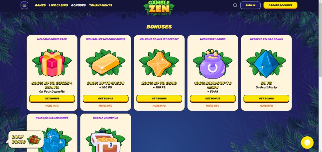 GambleZen Casino Promotions Page