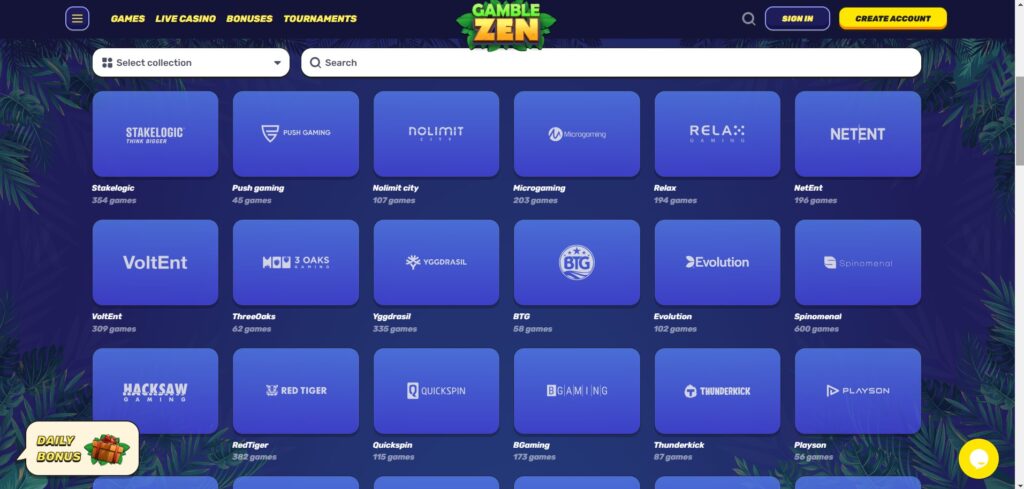 GambleZen Casino Providers Page