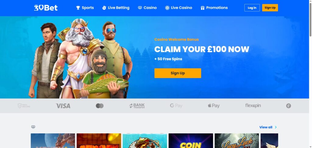 30bet Casino Home Page