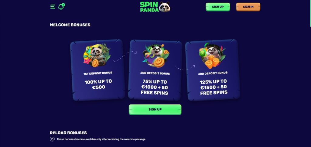 Spin Panda Casino Promotions Page