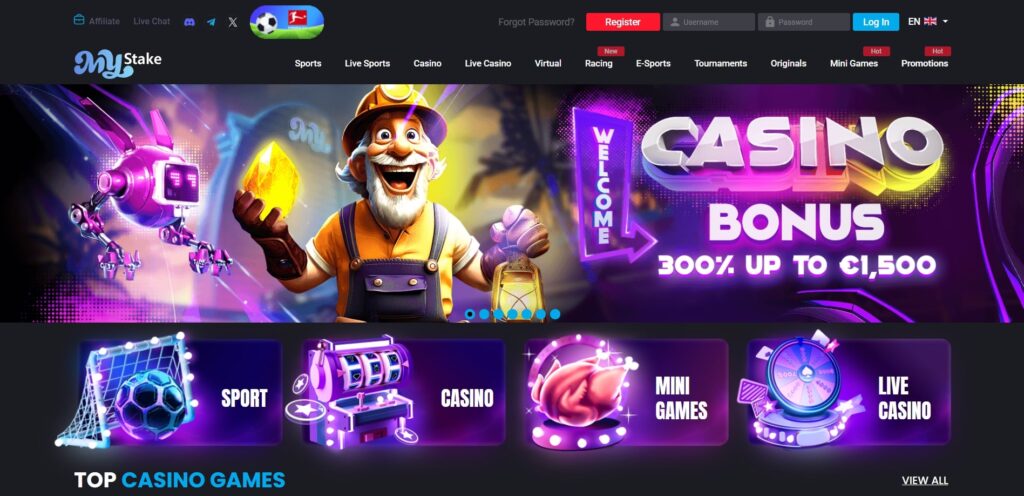 MyStake Casino Home Page